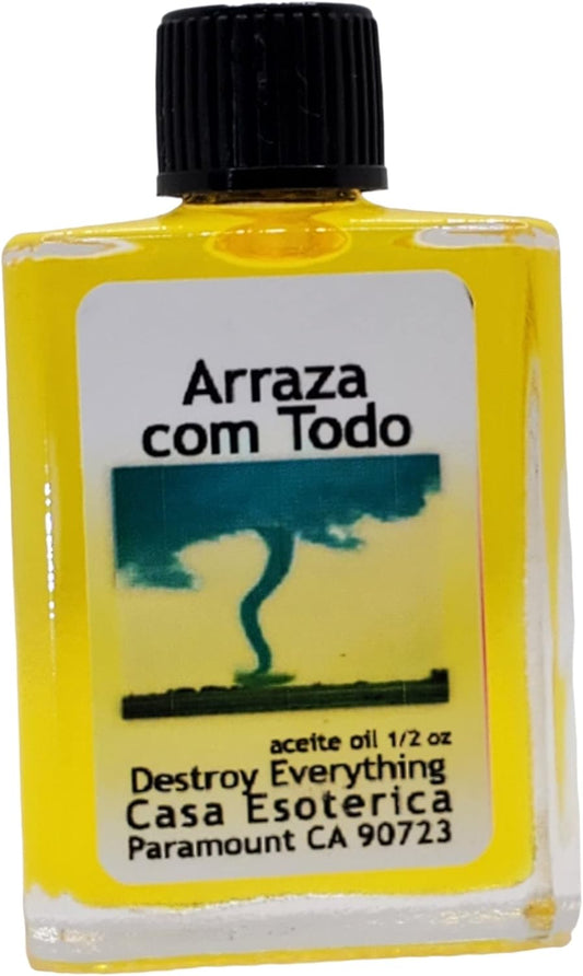 Destroy Everything Oil (Arraza Com Todo Aceite) Spiritual Anointing Oil by CASA ESOTERICA  -Destroy Evil Intentions-Break All the Spells-0.5 FL OZ (1 Pack)