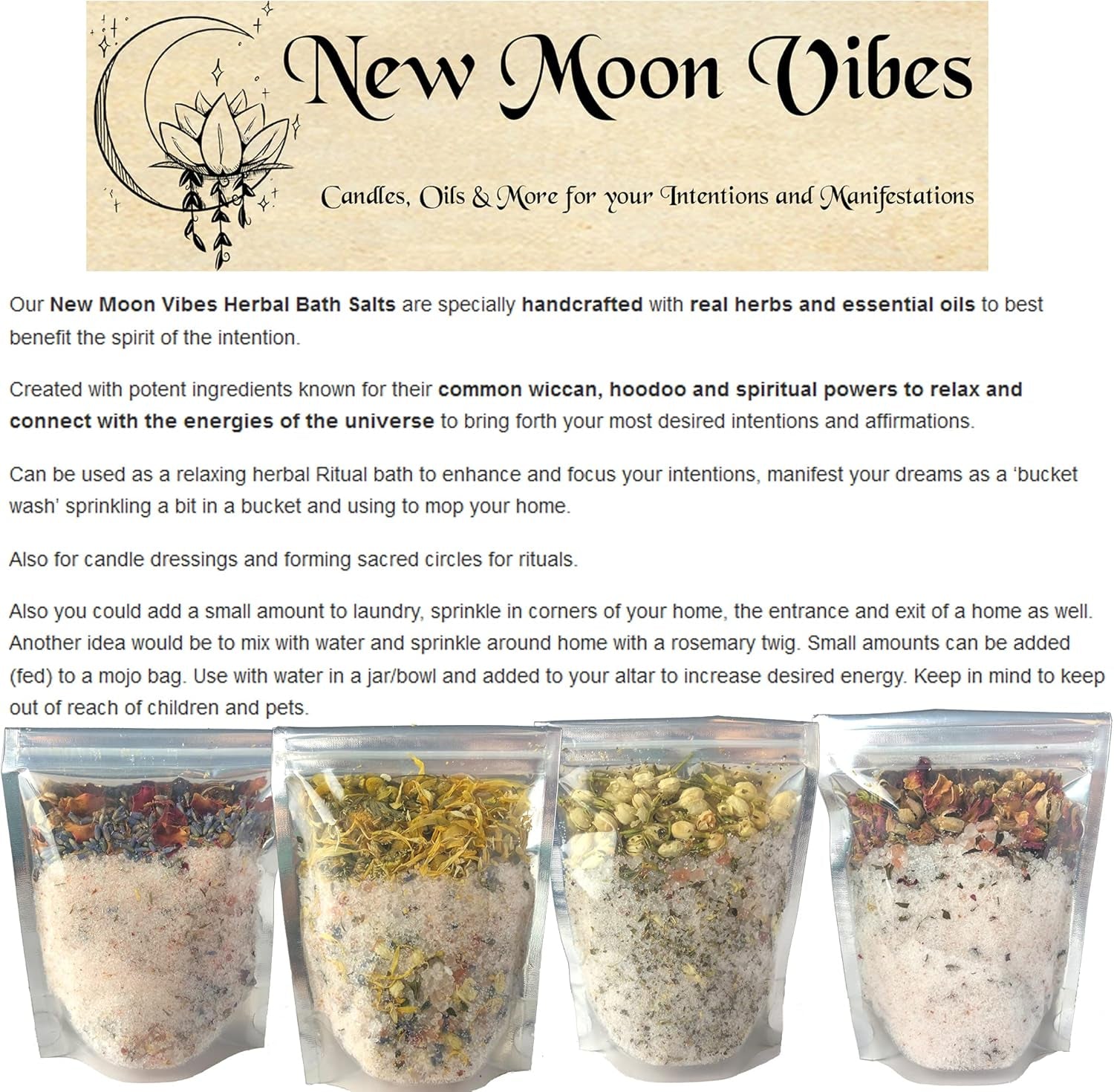 Happiness Herbal Spell Ritual Bath Salts - Harmony Joy Positivity Banish Negativity Conjure - Handmade with Essential Oils & Herbs - Wicca Pagan Hoodoo Magick