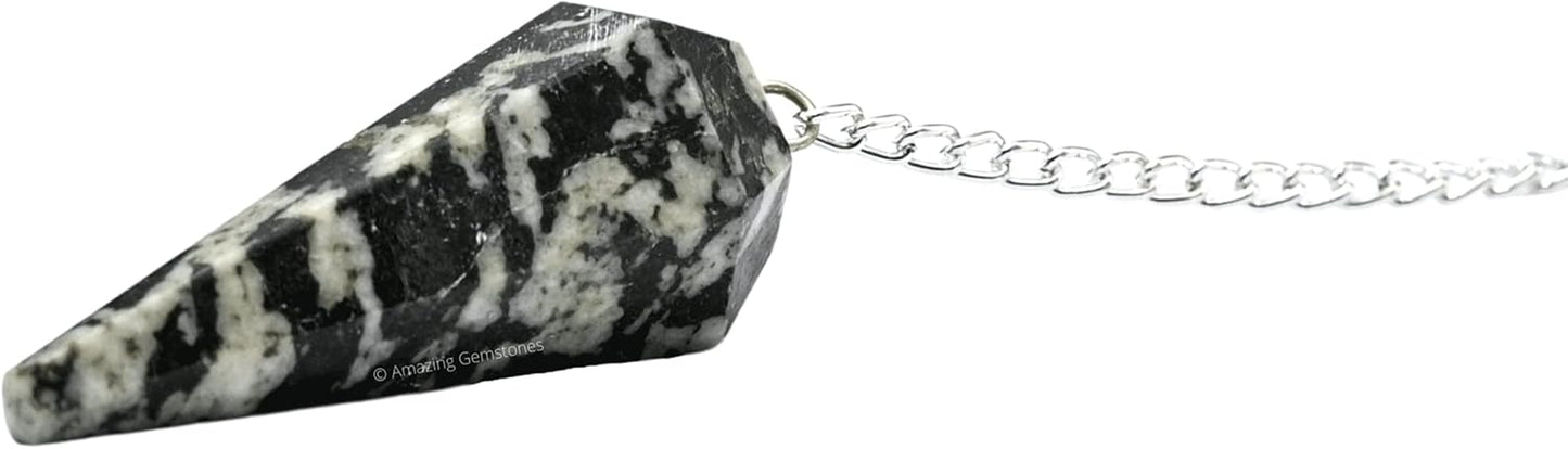 Black and White Tourmaline Crystal Pendulum for Divination - Certified Dowsing Crystals and Healing Stones for Chakra Balancing and Meditation - Enhance Reiki Spiritual Growth with Healing Crystals and Stones