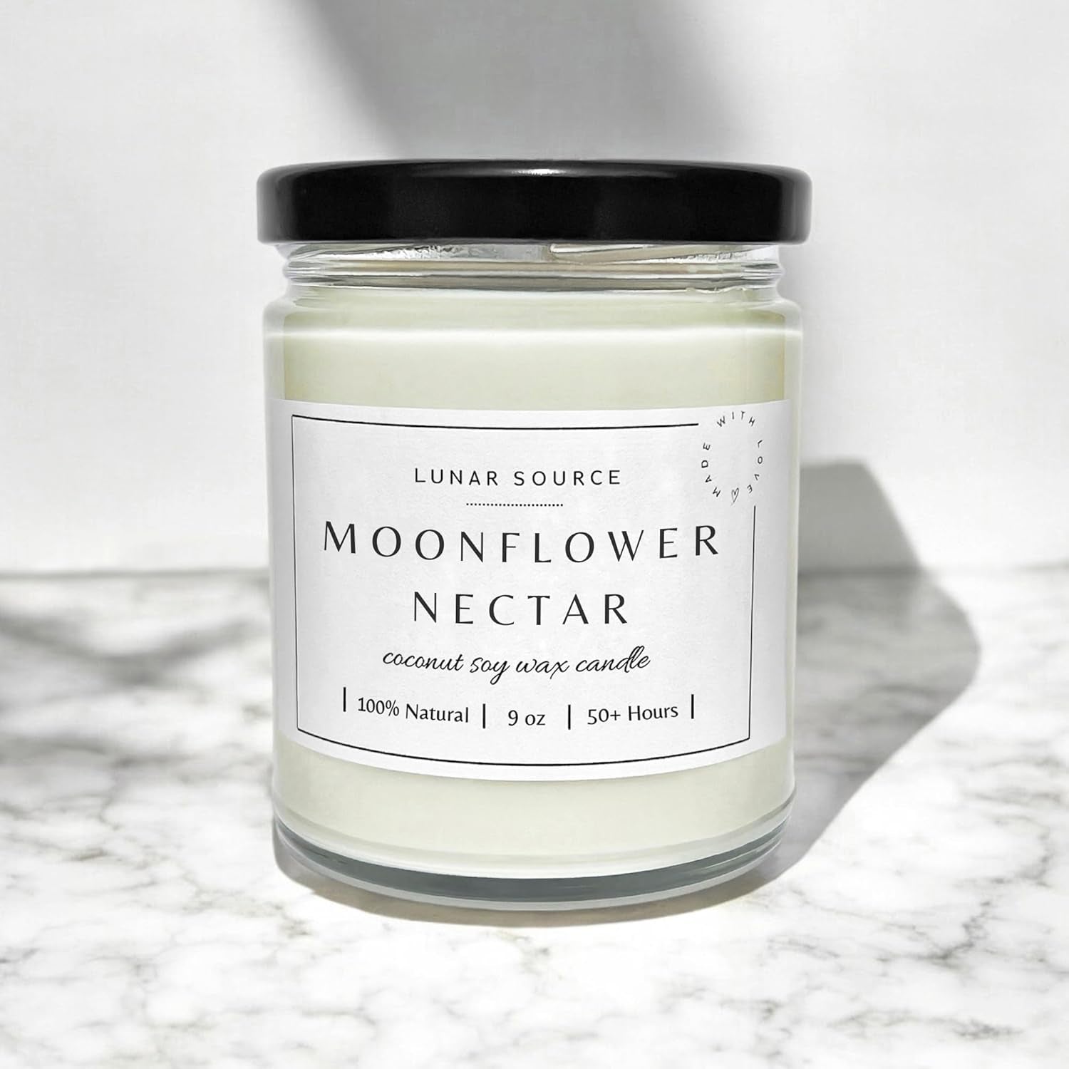 Moonflower Nectar Luxury Coconut Soy Wax Blend Candle | 9 Oz Non-Toxic Vegan House Warming New Home Holiday Summer Fall Tropical Wedding Luxe Gift